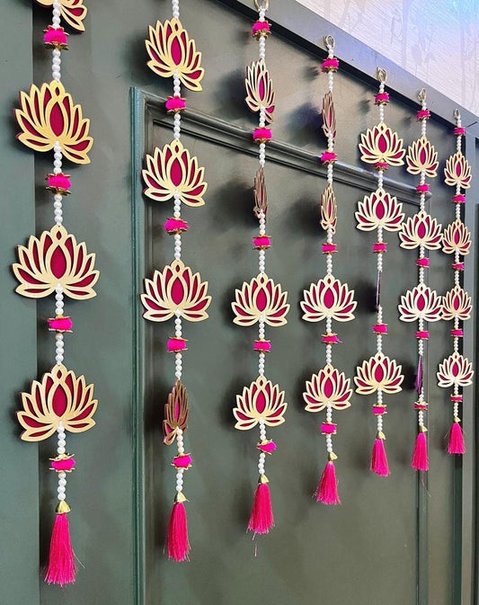 4 lotus hanging for doors and walls, handcrafted decorative piece