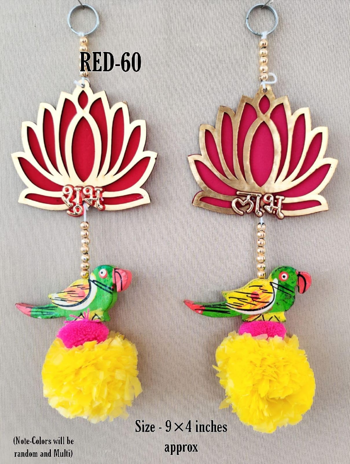 Handcrafted lotus and parrot decorative hangings for festive décor