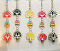 Traditional wooden kalash and lotus wall hanging
