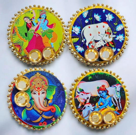 traditional pooja roli chawal plate 4 inch