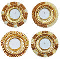 4 inch decorative candle holder with vibrant pearl design