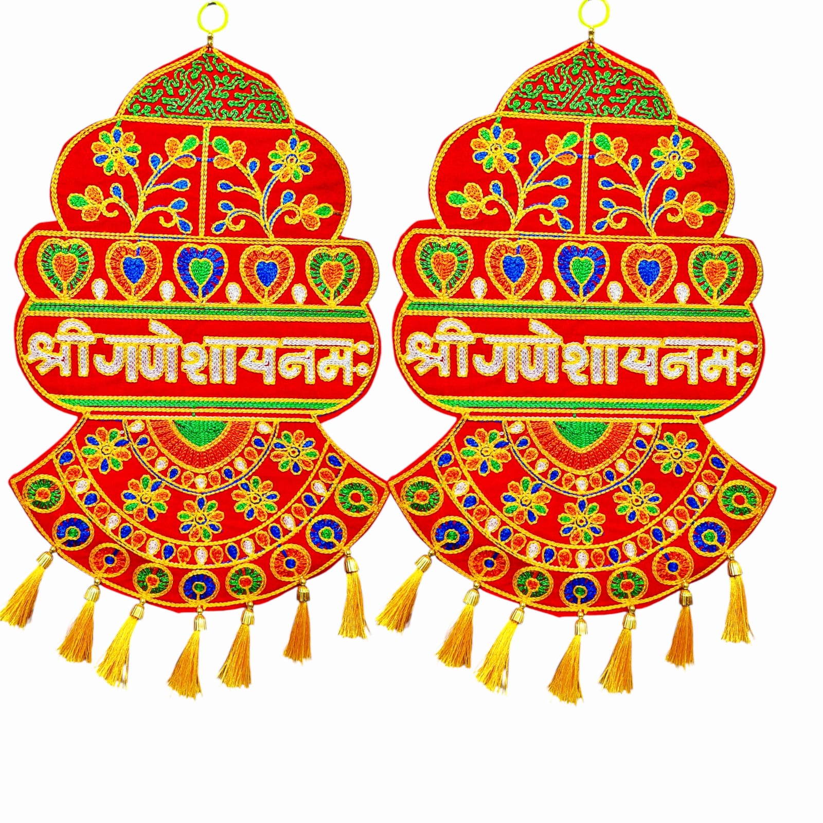 "Shree Ganeshay Namah wall hanging pair for festive décor (19x10 Inch)"
