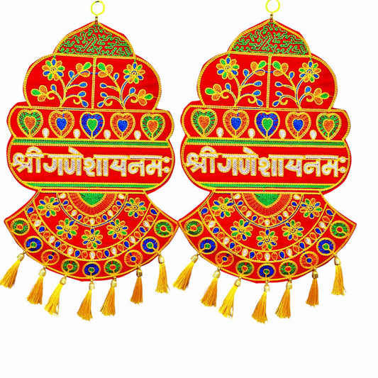 "Shree Ganeshay Namah wall hanging pair for festive décor (19x10 Inch)"
