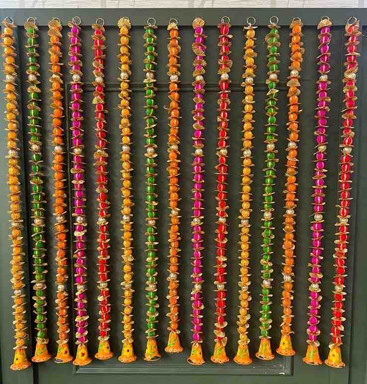 40 Inch decorative ghanti wall hanging with colorful balls