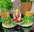 "Double Dholak Lakshmi Ji Candle Holder for Diwali décor"