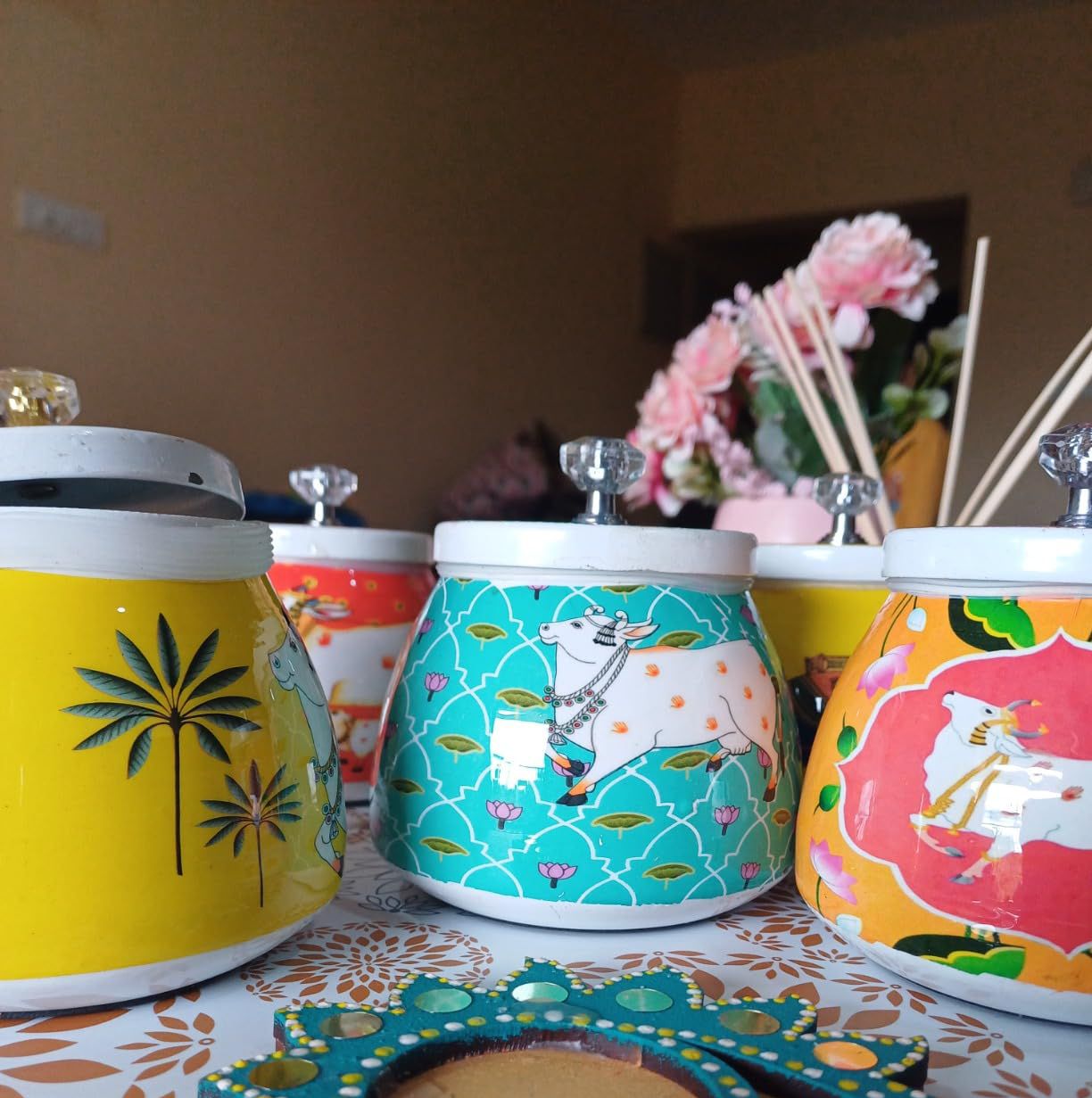 Mix Design Pichwai Print Dry Fruit Box (250gm) (1 Piece)