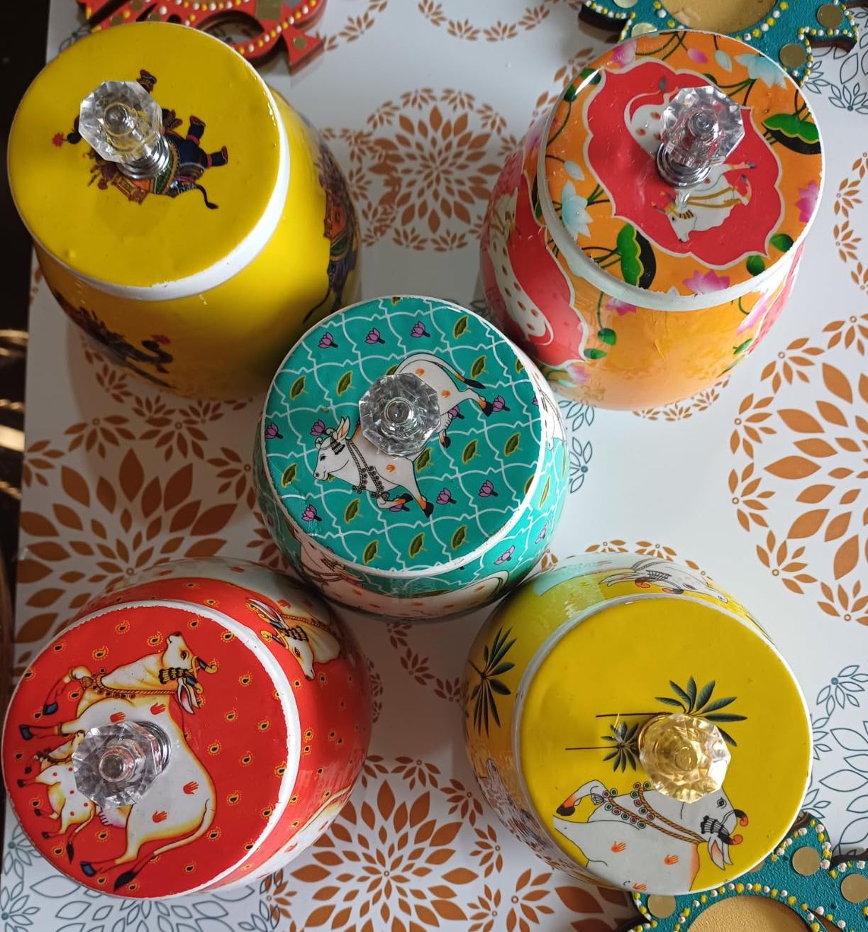 Mix Design Pichwai Print Dry Fruit Box (250gm) (1 Piece)