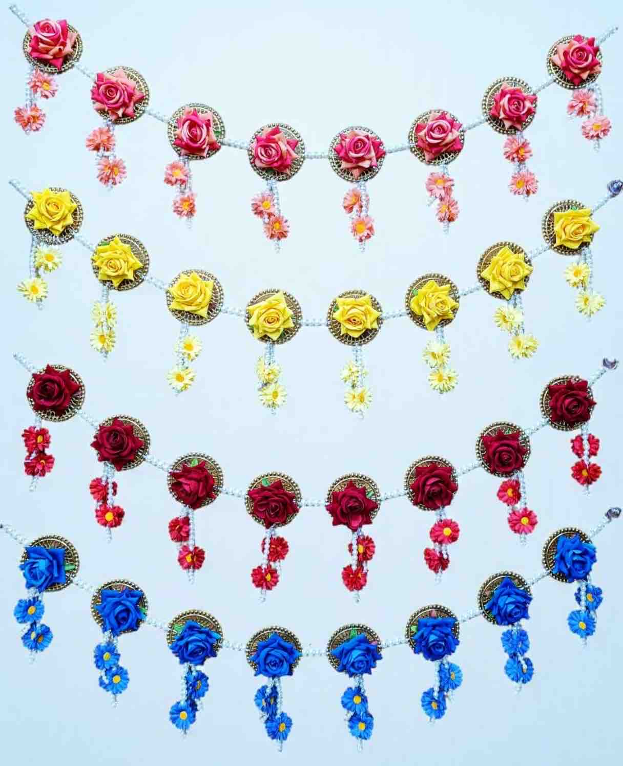 4 feet traditional colourful flower door hanging toran
