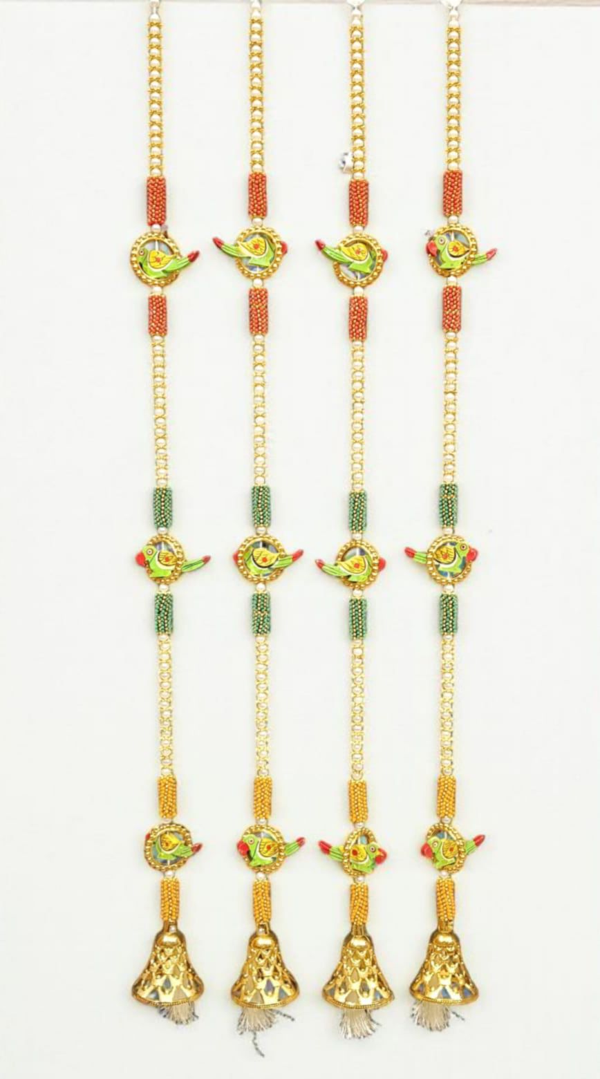"Wooden parrot hanging toran 35 inch for door decoration"