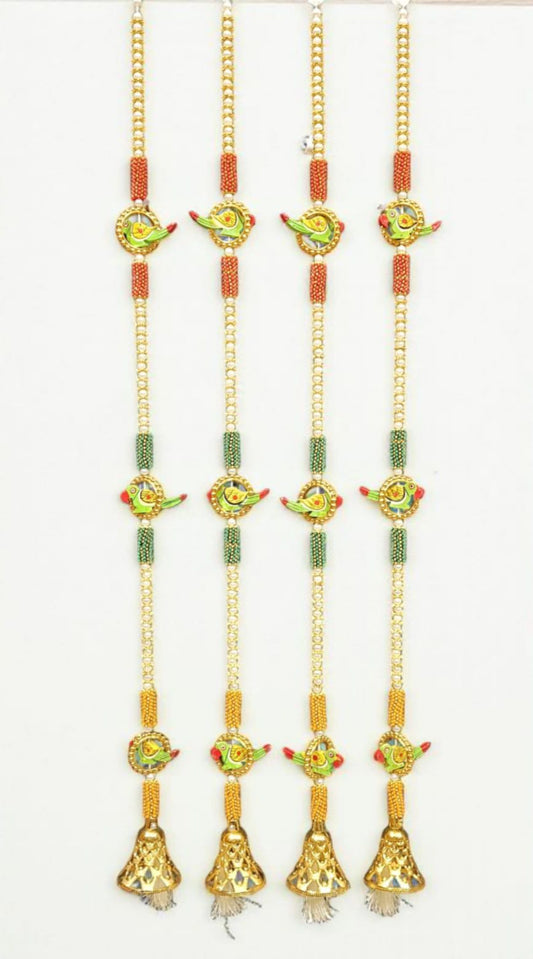 "Wooden parrot hanging toran 35 inch for door decoration"