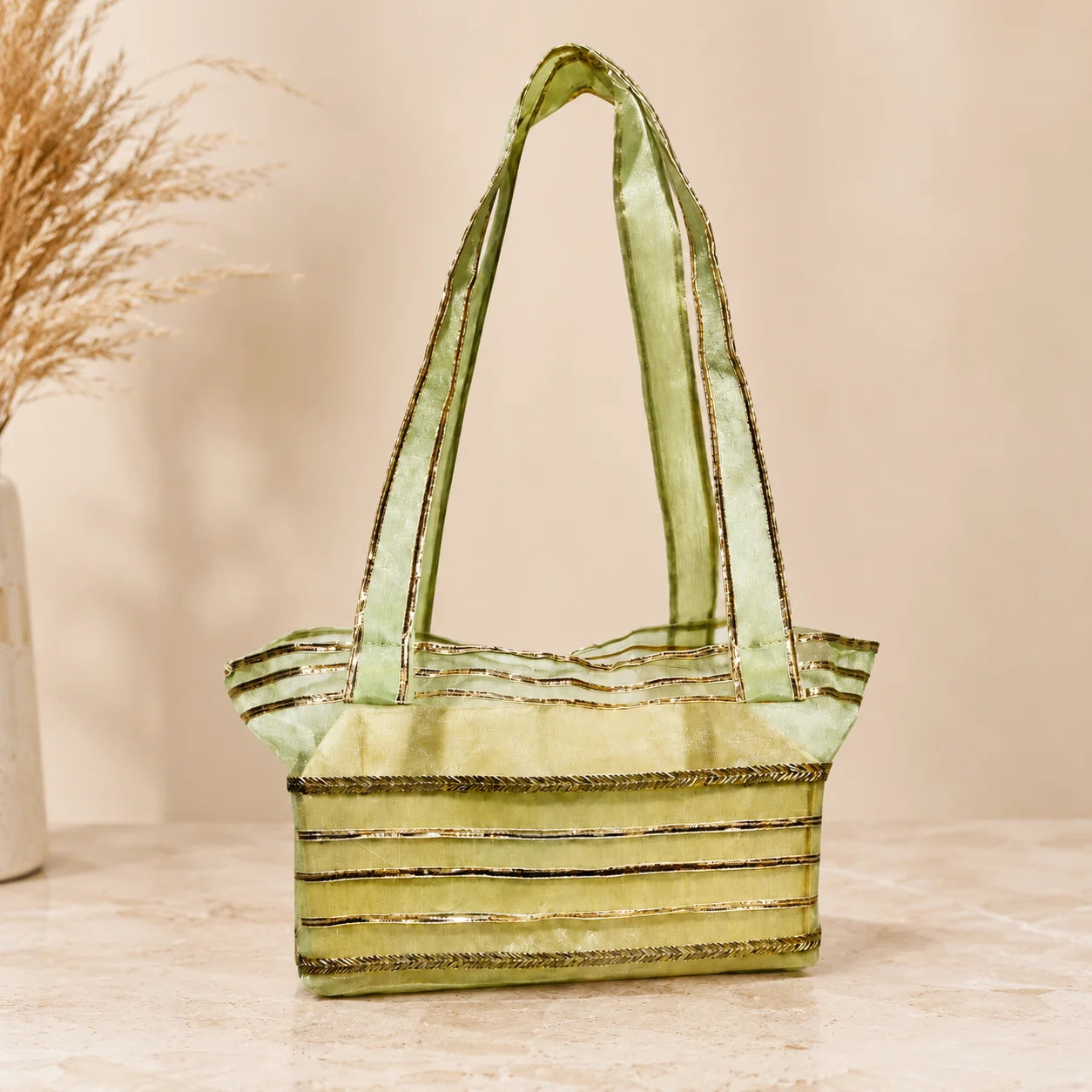 Premium New Organza basket made from MDF with an elegant organza fabric finish in assorted colors for festive gifting, wedding hampers, and corporate gift packaging.