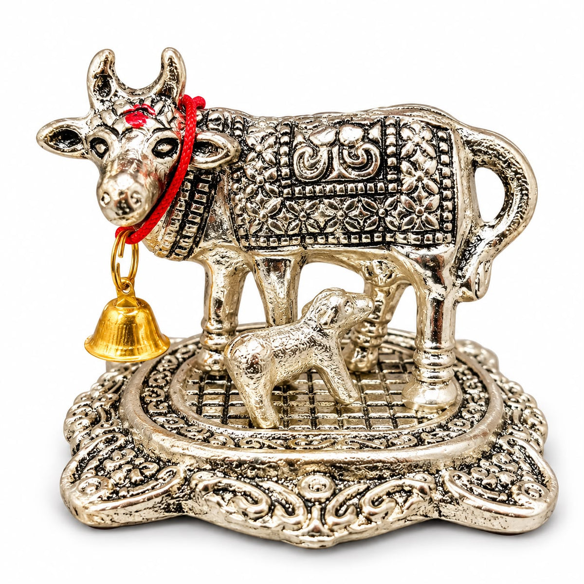 Silver Kamdhenu Cow Idol