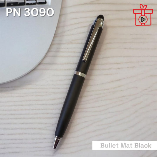 Luxury executive writing instrument in matte black bullet design