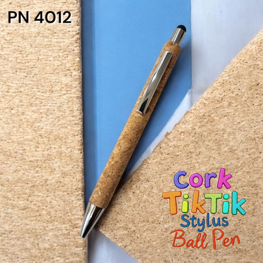 Sustainable cork finish pen with stylus tip for corporate gifting