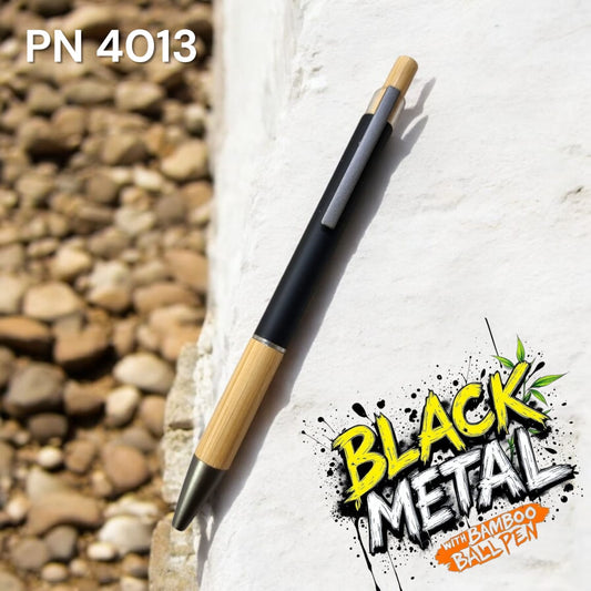 Sustainable executive gift pen with bamboo lower body and stylus tip