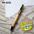 Eco-friendly bamboo stylus pen with flexible clip for notebooks