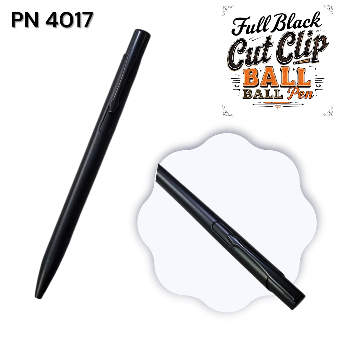 Sleek everyday carry pen in all-black matte finish with low-profile clip