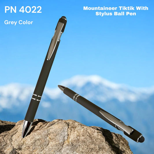"Corporate gift grey mountaineer pen with dual ballpoint and stylus function