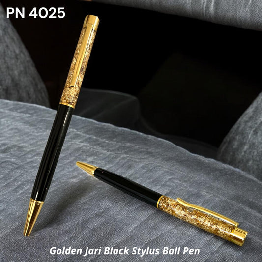 Black executive pen with golden jari design for corporate gifting
