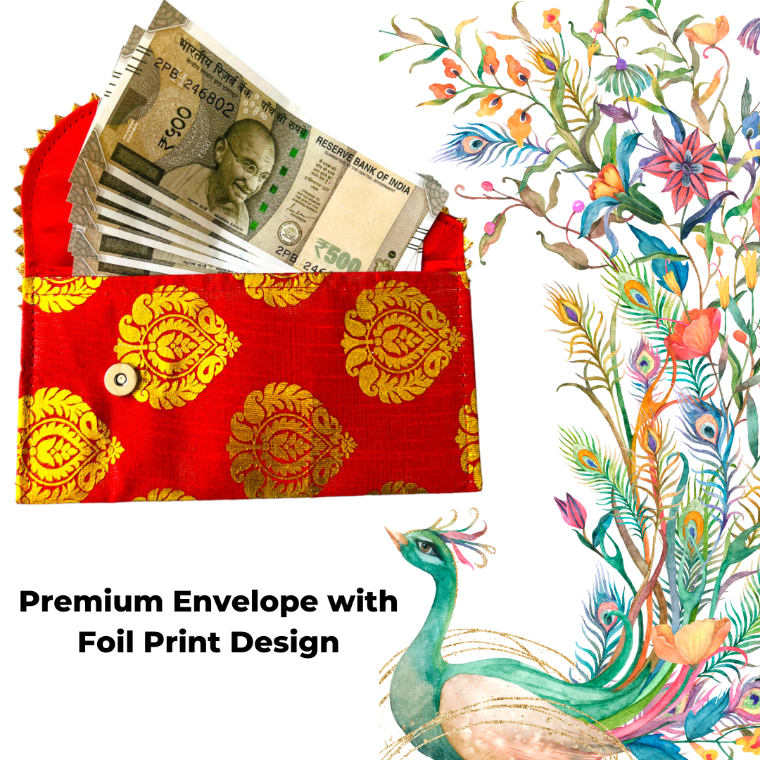 Elegant Paan Design Shagun Money Envelope for weddings, engagements, Diwali, and festive cash gifting, available in assorted colors