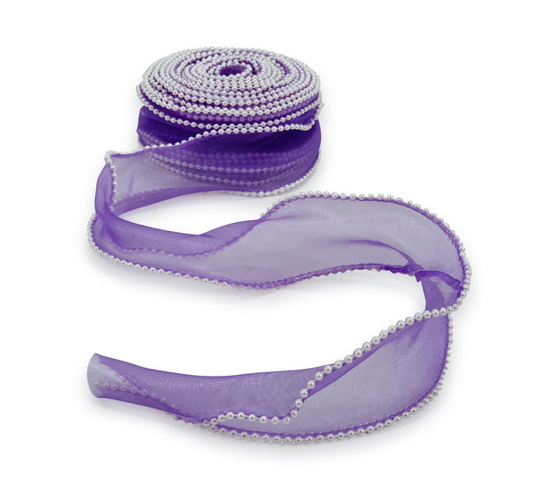 Elegant Tissue Ribbon with Pearl Border - Perfect for Designer Bows, Gift Wrapping, Hamper Designing, and More