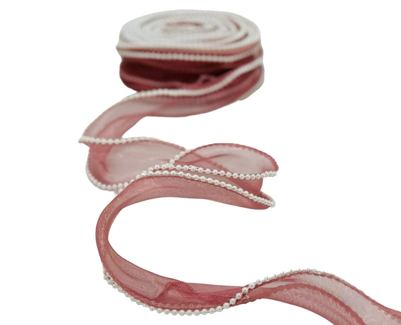 Elegant Tissue Ribbon with Pearl Border - Perfect for Designer Bows, Gift Wrapping, Hamper Designing, and More