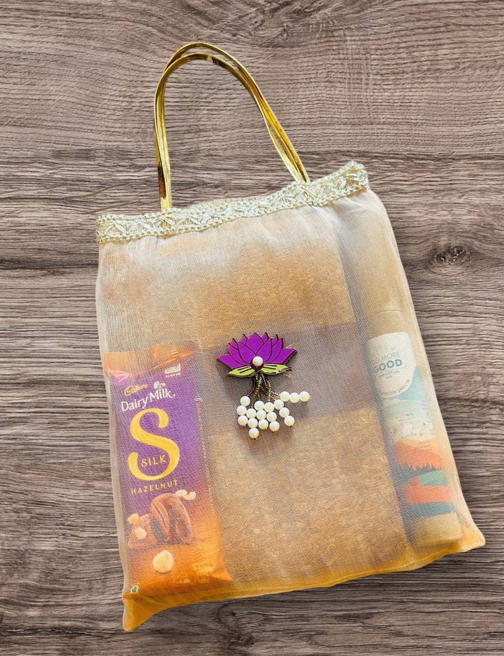 Eco-Friendly Gift Hamper – Notebook, Pencils & Chocolate in a Tissue Bag | Birthday, Anniversary & Wedding Favor