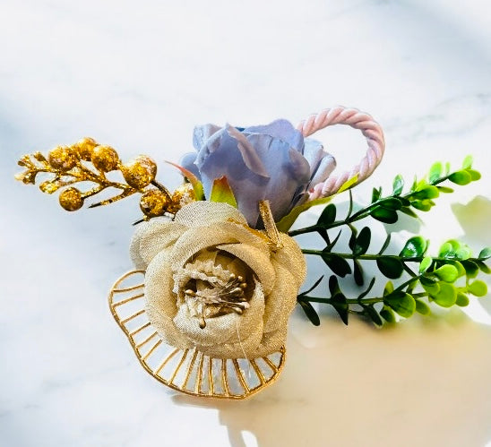 Premium 2 Rose Flower Bunch with Golden Embellishment – Assorted Colors | Gift, Trousseau & Decoration by Wrap Shap