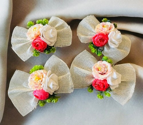 3 Assorted Artificial Flower Bunch with Jute Back – Premium Gift Packing Accessory by Wrap Shap
