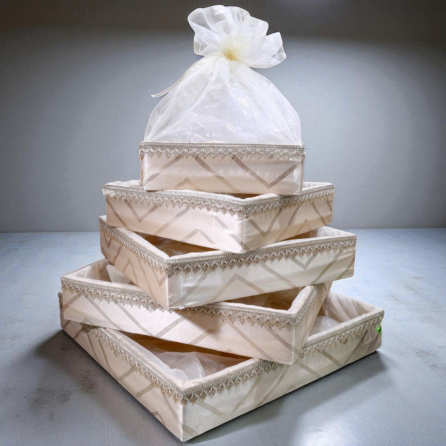 Wrap Shap Premium Big Square Hamper Basket 5 pcs Set – Multi-Size Gifting Base for Festivals, Weddings & Trousseau