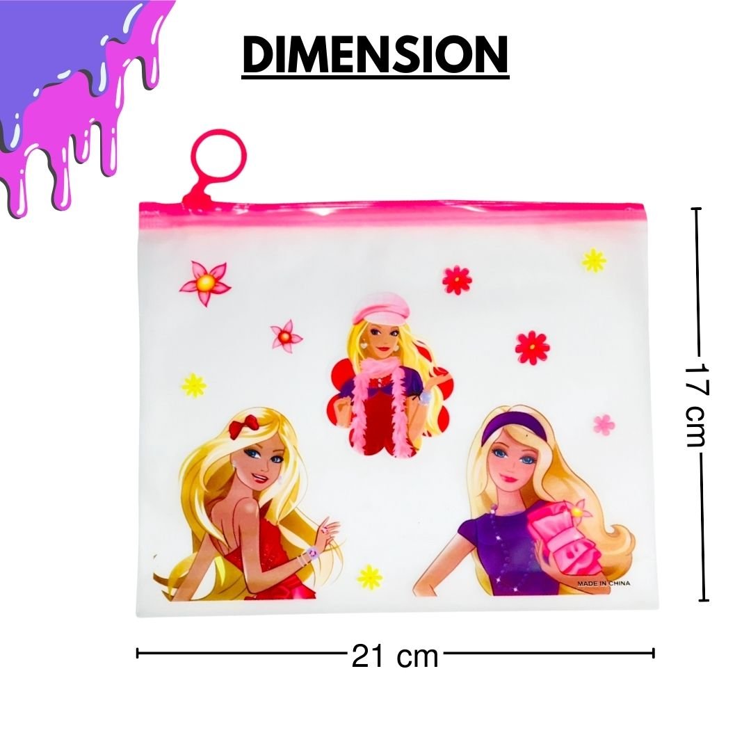 A5 Transparent Pouch for Kids – Cartoon-Themed School Stationery Organizer with Zip Closure, Princess Design