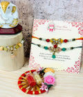 Designer rakhi with floral-shaped kundan centerpiece and multicolor beads, premium Raksha Bandhan gift – Wrap Shap