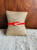 Wrap Shap Red Dori Beaded Pearl Infinity Design Rakhi - Model RM801 with Roli Chawal