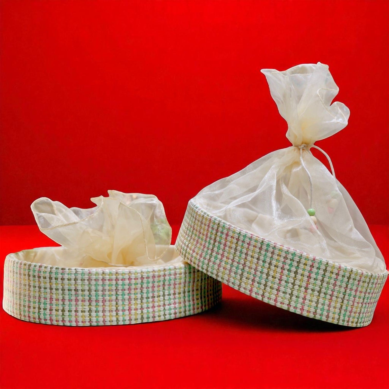 Wrap Shap Rainbow Oval Basket in multicolor finish – festive oval gift tray for Diwali, wedding, Rakhi, and Indian celebrations