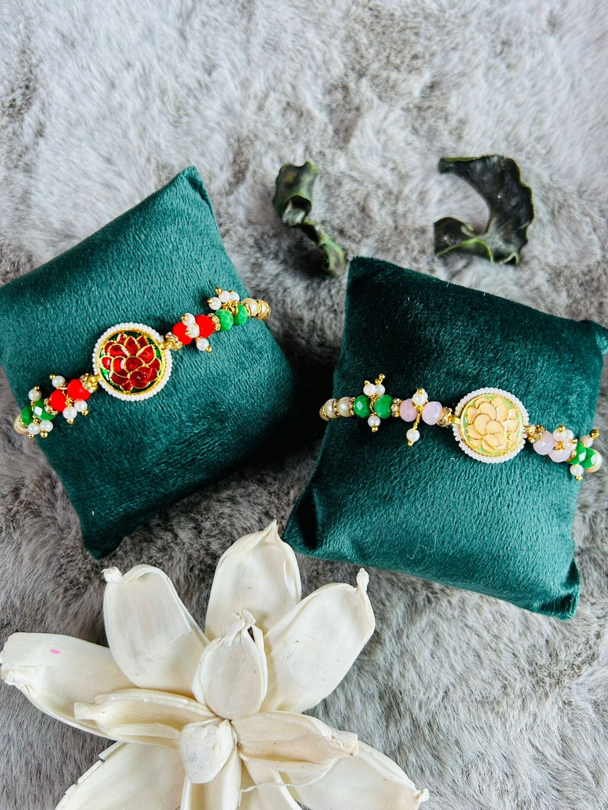 Wrap Shap Premium Lotus Design Rakhi - Model R111 with Roli Chawal