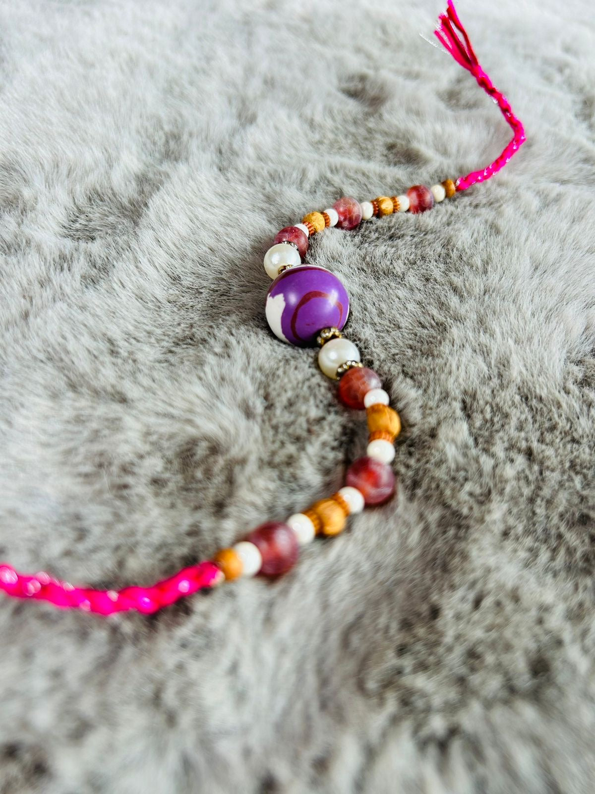 Wrap Shap Purple Sphere Rakhi - Model RM810 with Roli Chawal