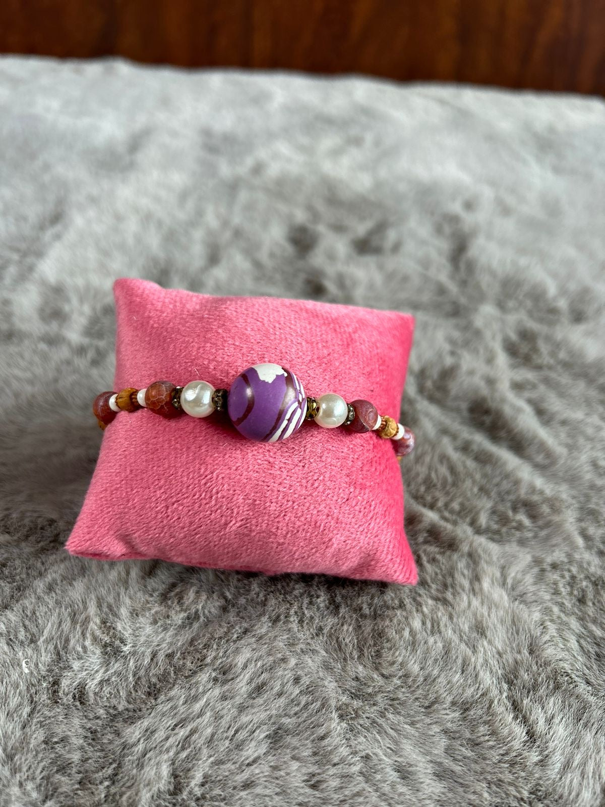 Wrap Shap Purple Sphere Rakhi - Model RM810 with Roli Chawal