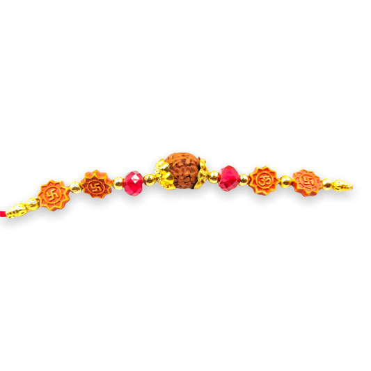 Wrap Shap Rudraksh Rakhi with Roli Chawal - Design 1106