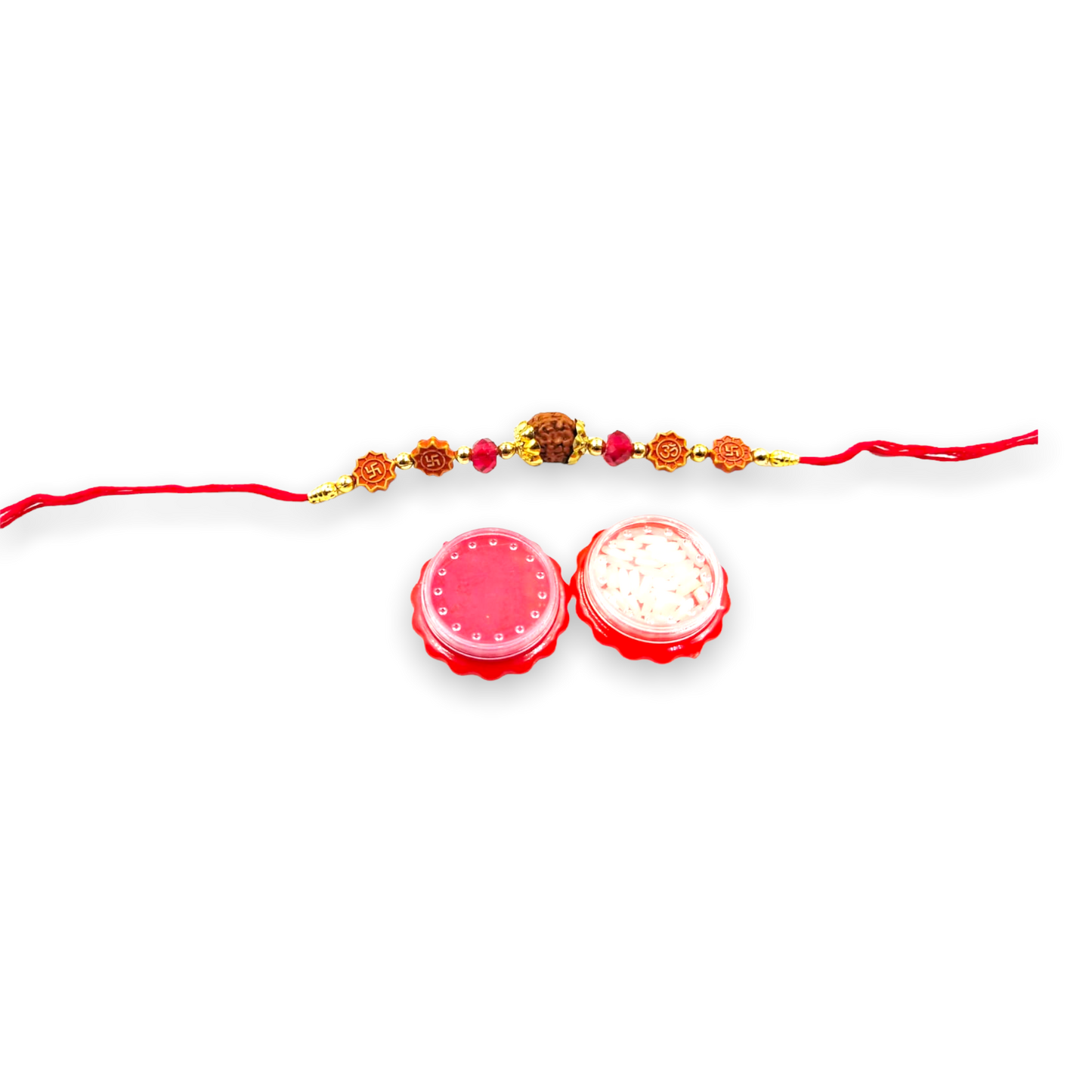 Wrap Shap Rudraksh Rakhi with Roli Chawal - Design 1106