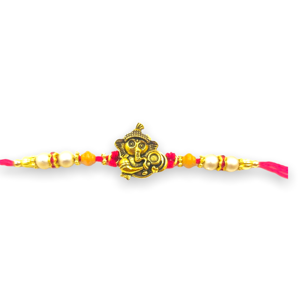 Wrap Shap Ganesh Rakhi with Roli Chawal - Model 15615