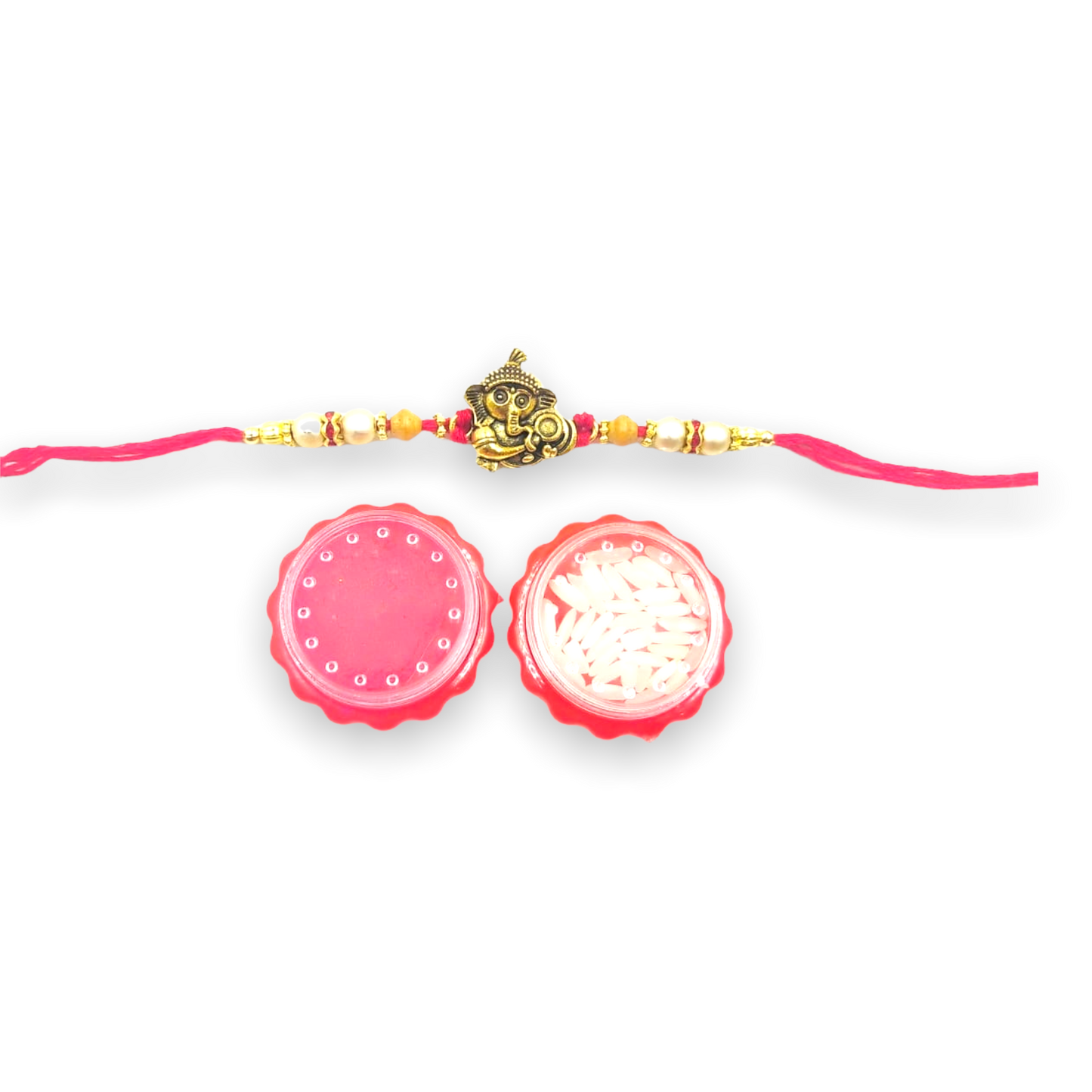 Wrap Shap Ganesh Rakhi with Roli Chawal - Model 15615