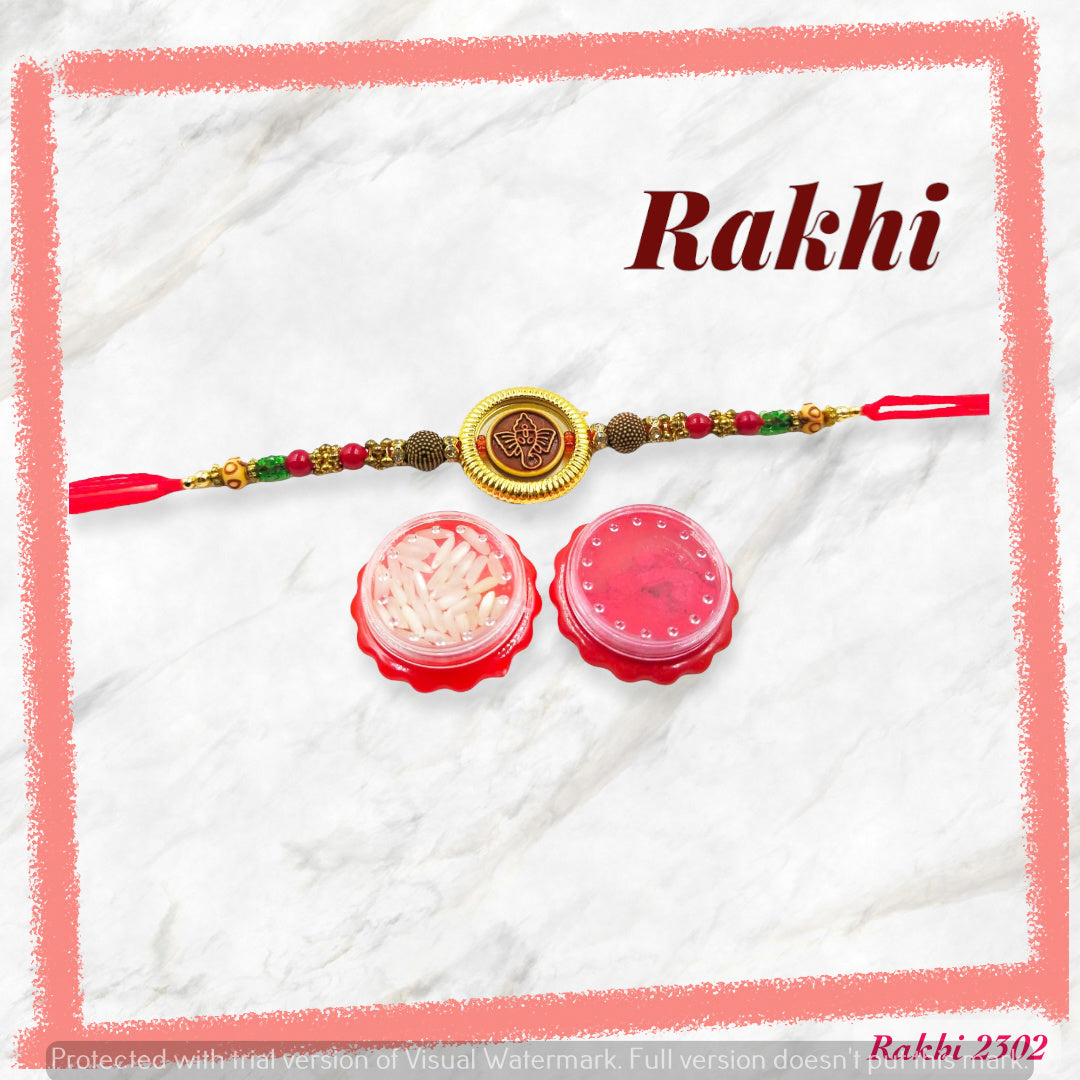 Wrap Shap 2302 Ganesh Rakhi with Roli Chawal