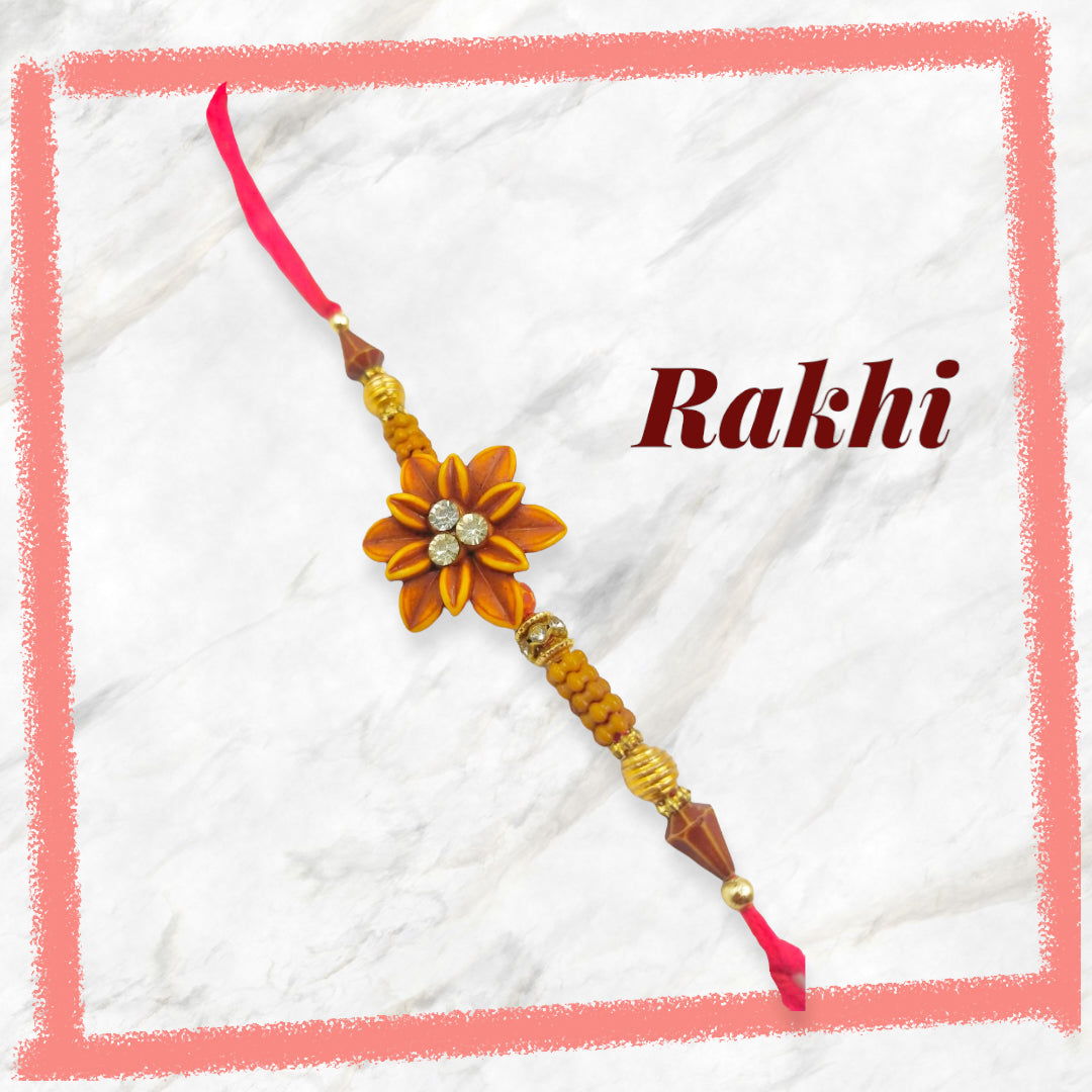 Wrap Shap 2317 Flower Design Rakhi with Roli Chawal