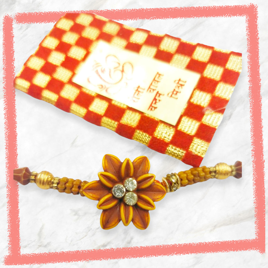 Wrap Shap 2317 Flower Design Rakhi with Roli Chawal