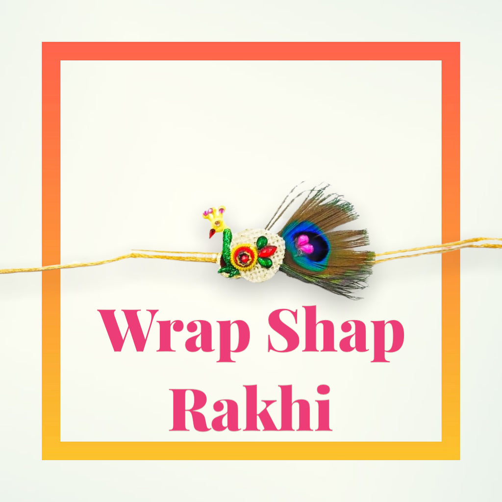 Wrap Shap 4355 Peacock Rakhi with Jute Base and Morpankh, Includes Roli Chawal