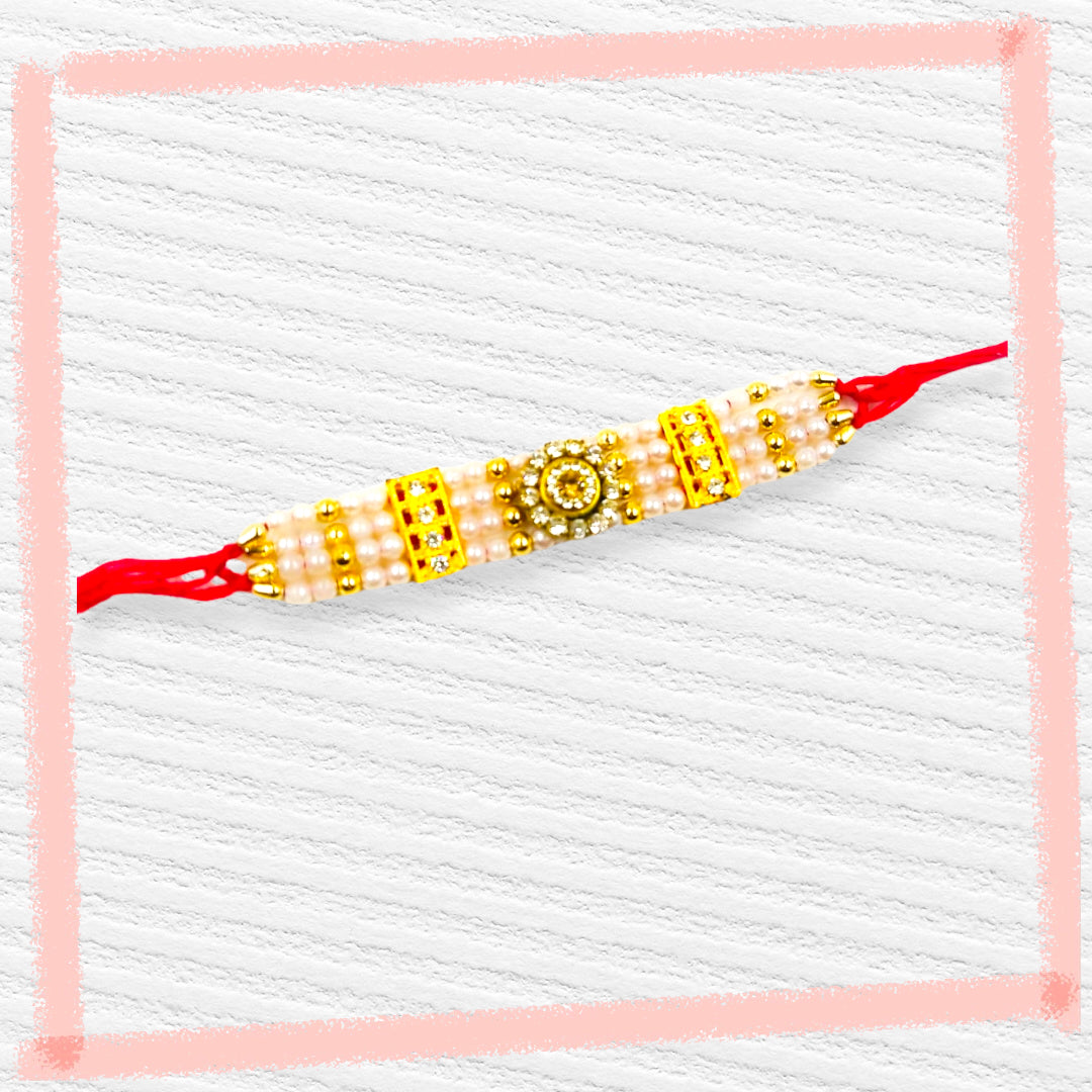 Wrap Shap 607028 Heavy Multi-Layered Beads Rakhi with Roli Chawal