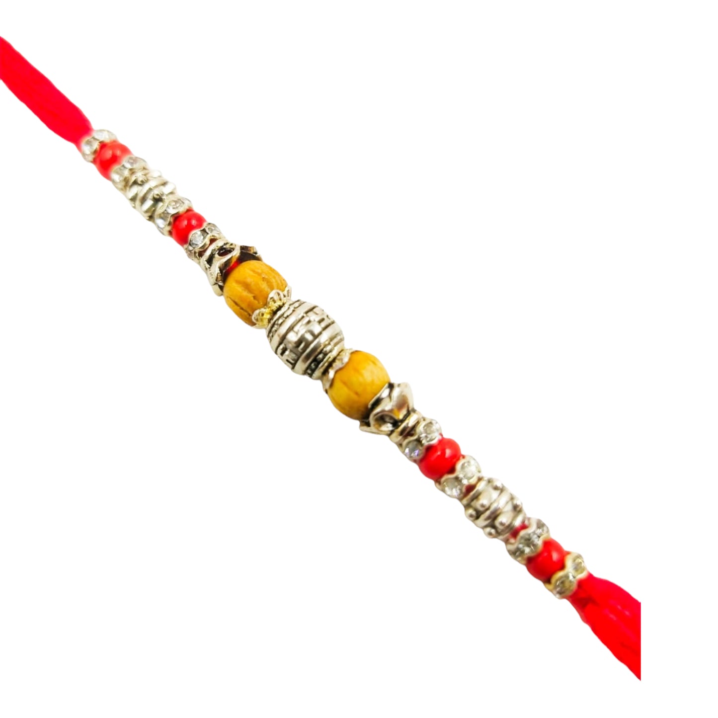 Wrap Shap Simple Rakhi with Silver Polished Beads - Design 8846A