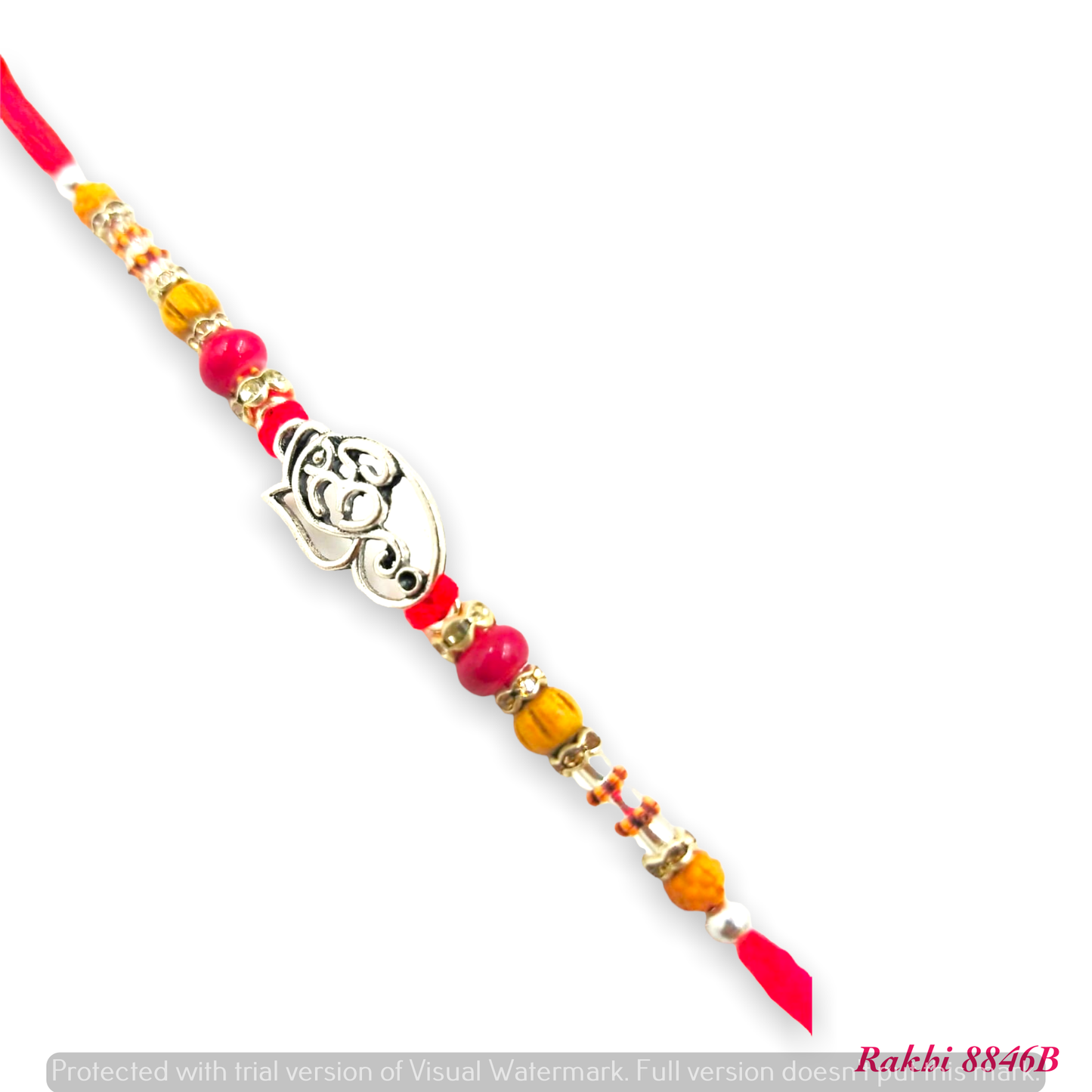 Wrap Shap Om Ganesh Rakhi with Roli Chawal - Design 8846B