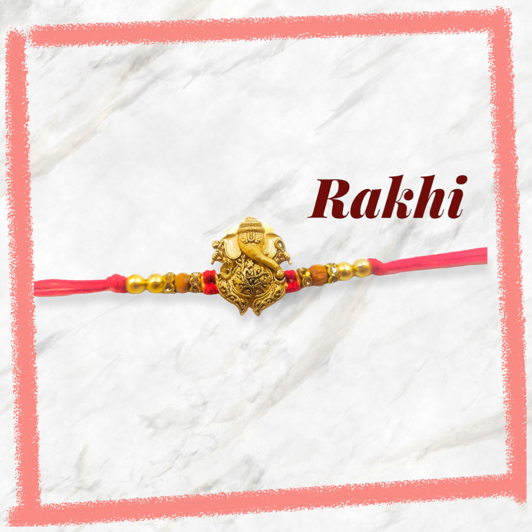 Wrap Shap Ganesh Rakhi with Roli Chawal - Model BB02