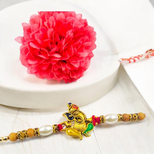 Wrap Shap Ganesh Rakhi with Roli Chawal - Model BB02